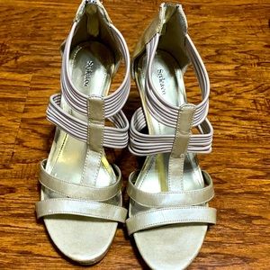 Style & Co Gabrielle Metallic Gold Strap Heels